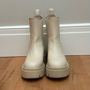 Cream chunky platform boots